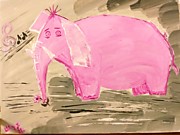 Розовый слон. Акрил . Июль Август 2019 г.